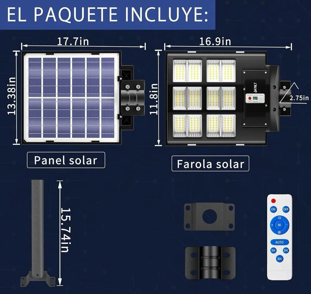 Foco Solar LED 500W con Control Remoto y Sensor de Movimiento | Impermeable IP66