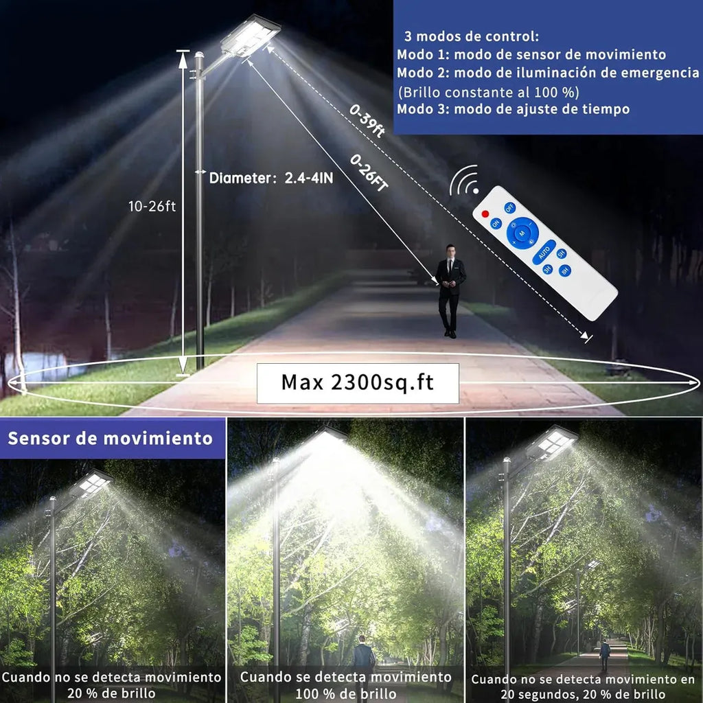 Foco Solar LED 500W con Control Remoto y Sensor de Movimiento | Impermeable IP66