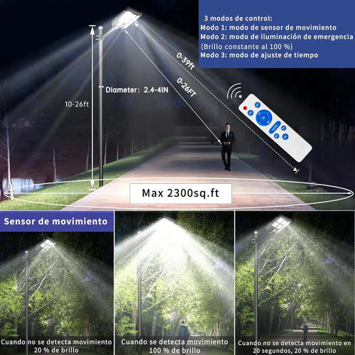 Foco Solar LED 500W con Control Remoto y Sensor de Movimiento | Impermeable IP66